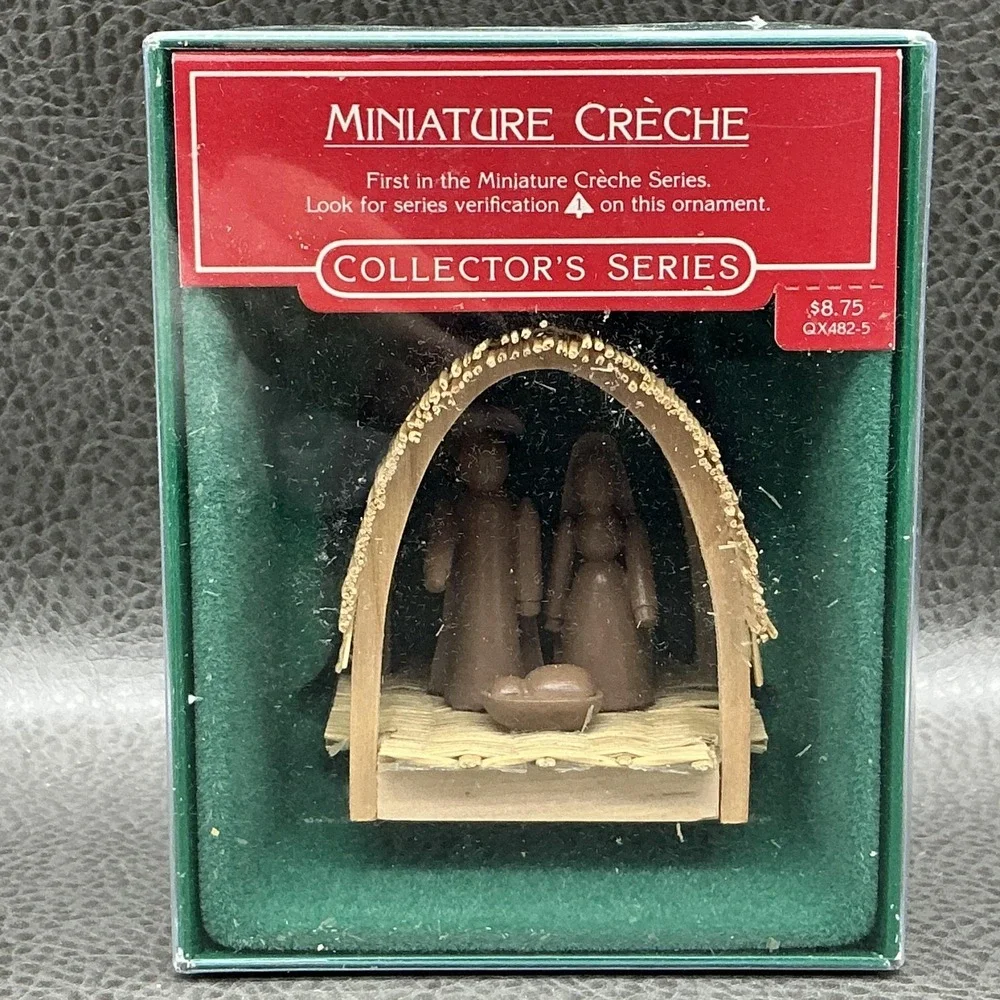 Vintage 1985 Hallmark Keepsake Miniature Creche Nativity Ornament Brown Small